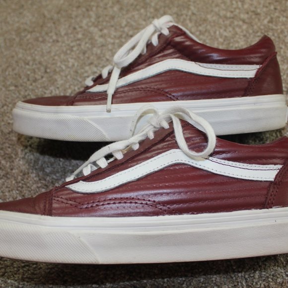 Vans Old Skool Moto Leather Maroon Skate Sneakers Shoe Size Womens 7 Mens 5.5 - Picture 11 of 12